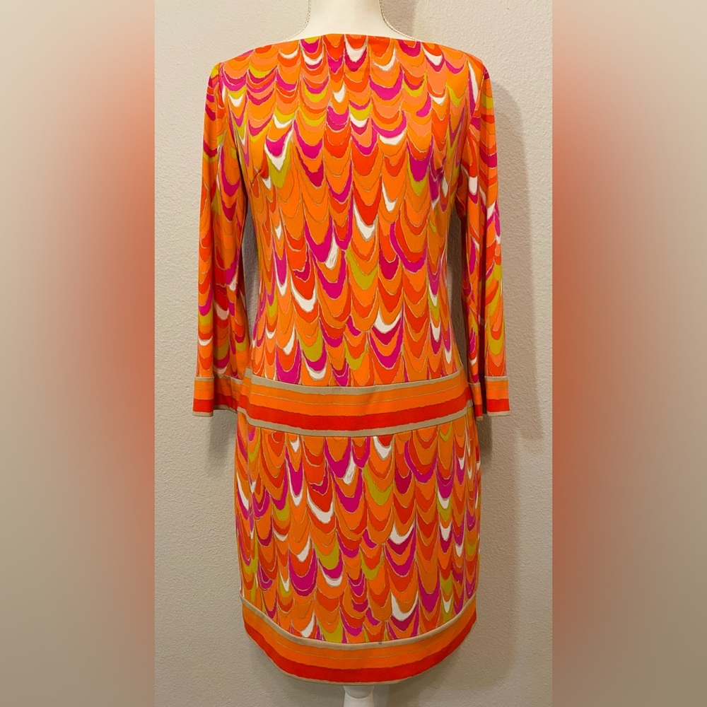 Trina Turk Vibrant Orange and Pink Women's Midi Dress Size 4